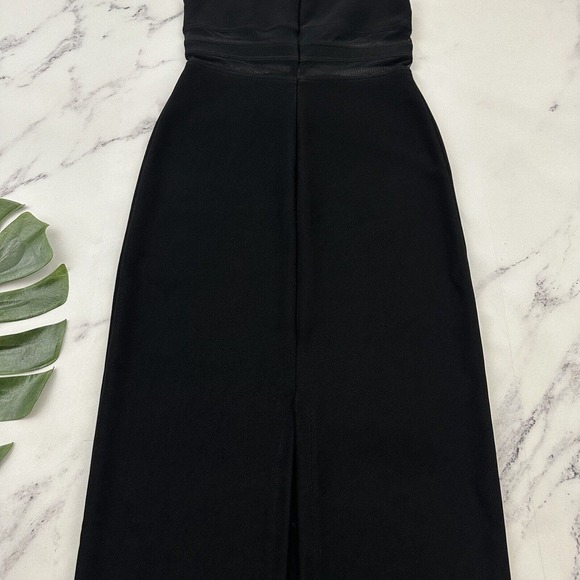 Rampage Womens Vintage 90s Maxi Dress Gown Size S Black Mesh Trim Sheath - Picture 10 of 11